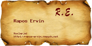 Rapos Ervin névjegykártya